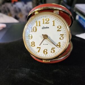 Linden Red and Gold Travel Alarm Clock